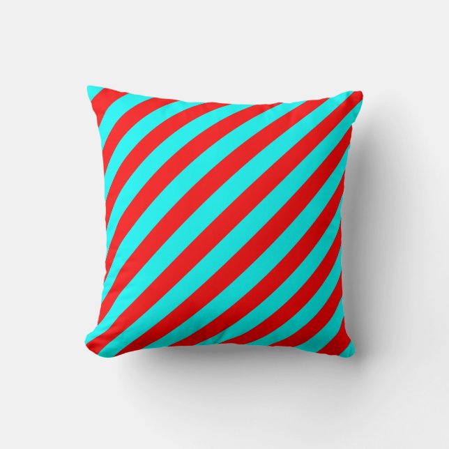 Rouge et coussin de motif de rayures de turquoise (Recto)
