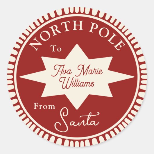 Rouge et crème de Père Noël autocollant Noël (Devant)