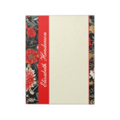 Rouge et crème Flore foncée Grand Bloc-notes (Tourné)