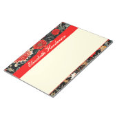 Rouge et crème Flore foncée Grand Bloc-notes (Incliné)