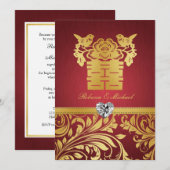 Rouge et damassé d'or, double invitation chinois (Devant / Derrière)