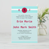 Rouge et Faire-part de mariage Turquoise modernes (Debout devant)