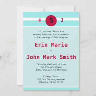 Rouge et Faire-part de mariage Turquoise modernes