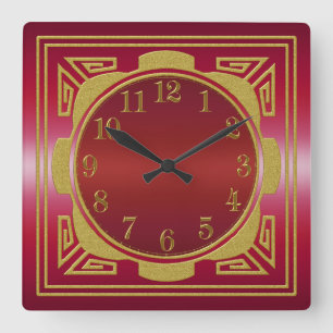 Rouge et horloge murale d'or