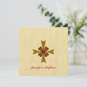 Rouge et invitation de baptême de croix de pierre (Debout devant)