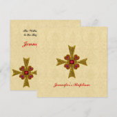 Rouge et invitation de baptême de croix de pierre (Devant / Derrière)