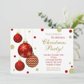 Rouge et invitation de fête de Noël de babioles (Debout devant)
