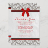 Rouge et invitations de mariage de dentelle du (Devant / Derrière)