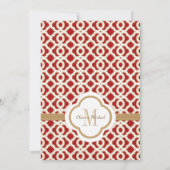 Rouge et invitations marocaines de mariage d'or (Dos)