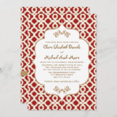 Rouge et invitations marocaines de mariage d'or (Devant / Derrière)