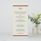 Rouge et ivoire Filigree Vintage Wedding Menu (Debout devant)