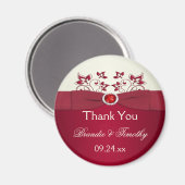 Rouge et ivoire Floral Mariage Favor Magnet (Recto/Verso)