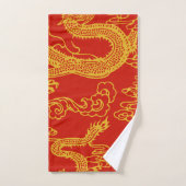 Rouge et motif chinois de dragon d'or (Serviette à main)