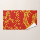 Rouge et motif chinois de dragon d'or (Serviette à main)