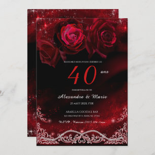 Rouge et Noir 40e Anniversaire de Mariage Kaart