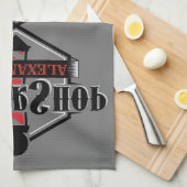 Rouge et noir Barbershop Logo Bar Serviette Person (Quart Plié)