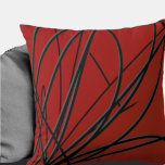 Rouge et noir, Oreiller Abstrait Artistique modern<br><div class="desc">L'oreiller à jetons moderne présente une composition linéaire abstraite artistique en rouge, noir et gris. Un design abstrait artistique avec un motif linéaire organique présente des lignes organiques noires et grises qui tourbillonnent de gauche à droite sur un arrière - plan rouge. Cette coussin décorative apporte une touche de couleur...</div>