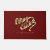 Rouge et or Look Script Joyeux tapis de Noël (Devant)