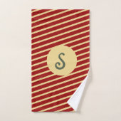 Rouge et or rayé vintage avec monogramme (Serviette à main)