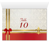 Rouge et or sur le numéro de table damassé blanc (Intérieur Horizontal (Bas))