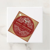 Rouge et or Vacances Miel Étiquette Bee Ornate (En situation)