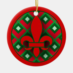 Rouge et ornement de Green Fleur de Lis Christmas
