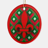 Rouge et ornement de Green Fleur de Lis Christmas (Gauche)