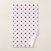 Rouge et rose sur fond blanc à pois Design (Serviette à main)
