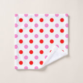 Rouge et rose sur fond blanc à pois Design (Gant de toilette)