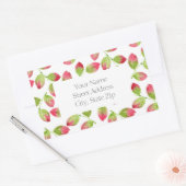 Rouge et vert Aquarelle Feuille Motif 2 Étiquettes (Enveloppe)