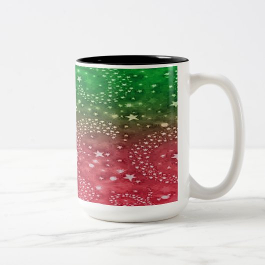 Rouge et vert Étoiles de Noël Café Mug (Droit)