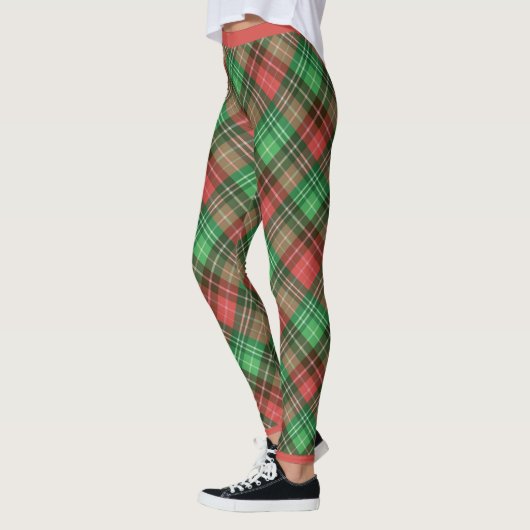 Rouge et vert Noël plaid 2 Leggings (Gauche)