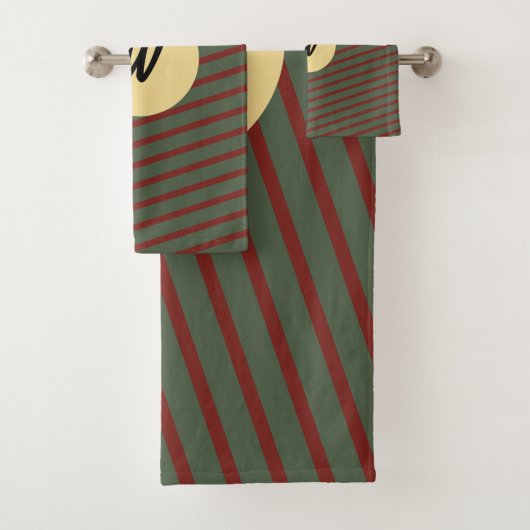 rouge et vert rayures motif monogramed (En situation)