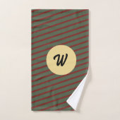 rouge et vert rayures motif monogramed (Serviette à main)