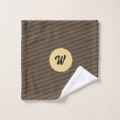 rouge et vert rayures motif monogramed (Gant de toilette)