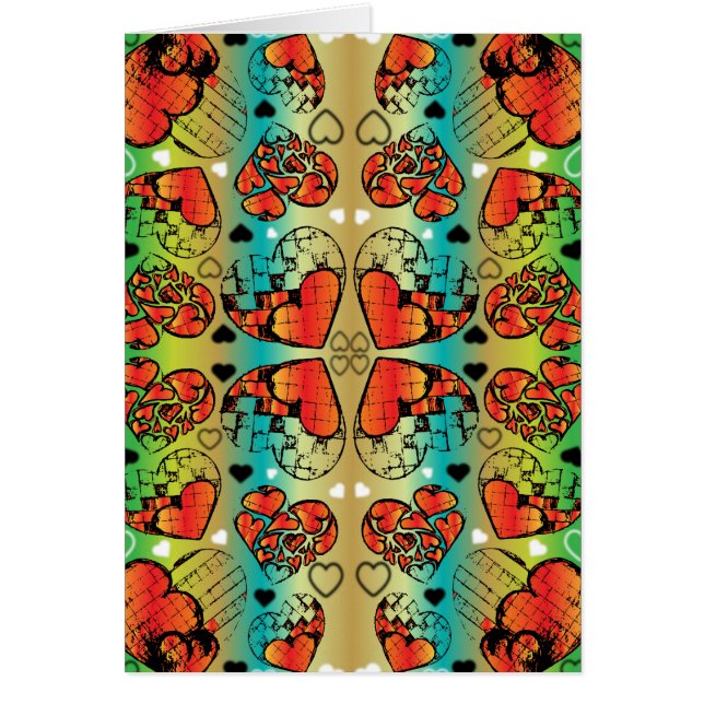 Rouge et vert Whimsical Romantique Coeurs motif (Devant)