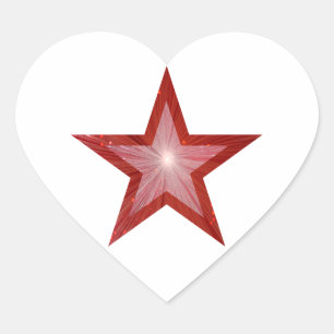 Rouge étoile autocollant de coeur blanc