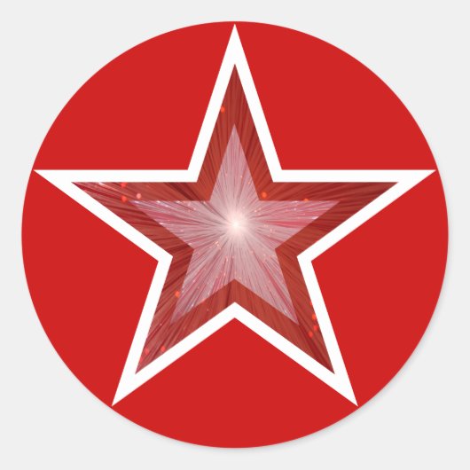 Rouge étoile rouge autocollant rond (Devant)
