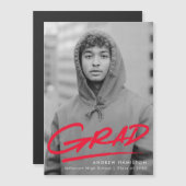 Rouge | Faire-part de graduation en pointillé (Devant / Derrière)