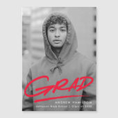 Rouge | Faire-part de graduation en pointillé (Devant)