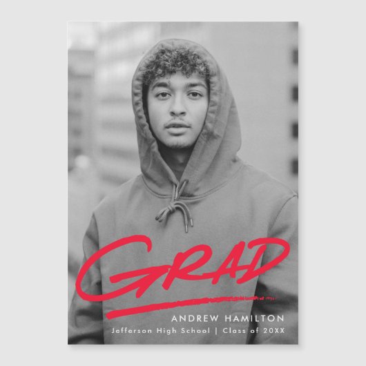 Rouge | Faire-part de graduation en pointillé (Devant)