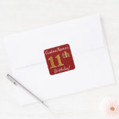 Rouge, Faux Gold 11e anniversaire + Autocollant de (Enveloppe)