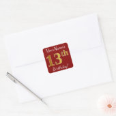 Rouge, Faux Gold 13e anniversaire + Autocollant de (Enveloppe)