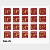 Rouge, Faux Gold 14e anniversaire + Autocollant de (Feuille)