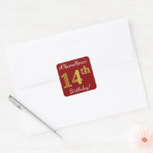 Rouge, Faux Gold 14e anniversaire + Autocollant de (Enveloppe)