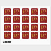 Rouge, Faux Gold 15e anniversaire + Autocollant de (Feuille)