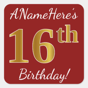 Rouge, Faux Gold 16e anniversaire + Autocollant de