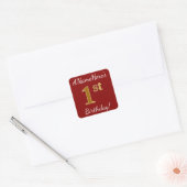 Rouge, Faux Gold 1er Anniversaire + Autocollant de (Enveloppe)