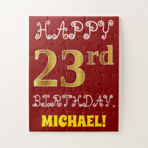 Rouge, Faux Gold 23e anniversaire + Puzzle de nom 
