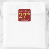 Rouge, Faux Gold 27e anniversaire + Autocollant de (Sac)